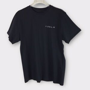 Tesla Black 100% Cotton Tee Short Sleeve with Logos Women's Large
